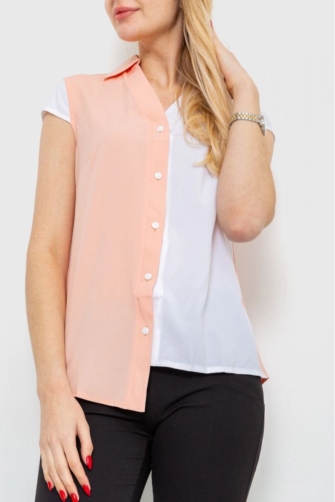 Купити Блуза двухцветная  -уцінка, колір персиковий, 230R99-U-23 - Фото №1