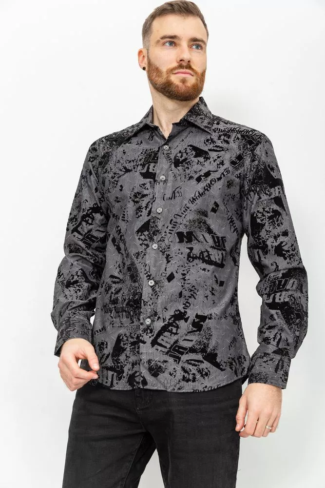 Купить Рубашка мужская, цвет темно-серый, 131R141081 - Фото №1