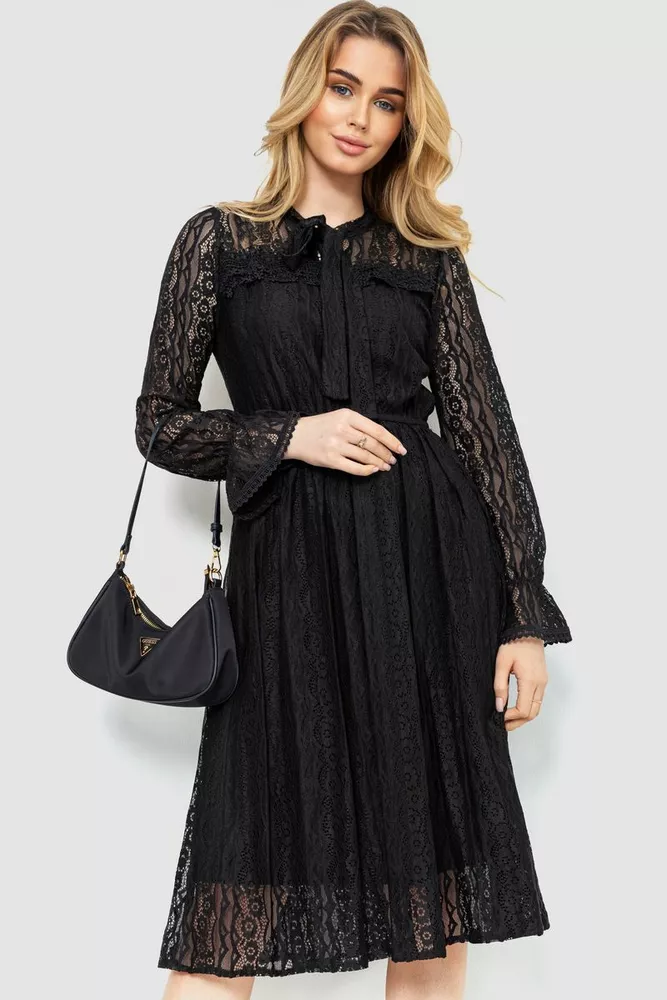Купити Ошатне плаття, колір чорний, 186R1960 - Фото №1