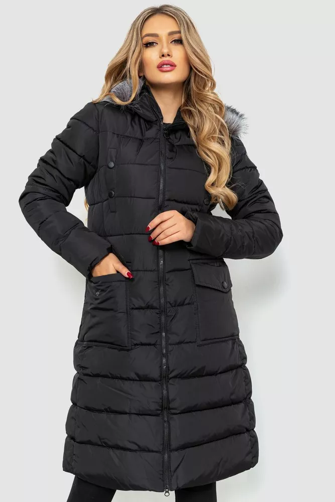 Купить Куртка женская удлиненная, цвет черный, 235R8610 оптом - Фото №1