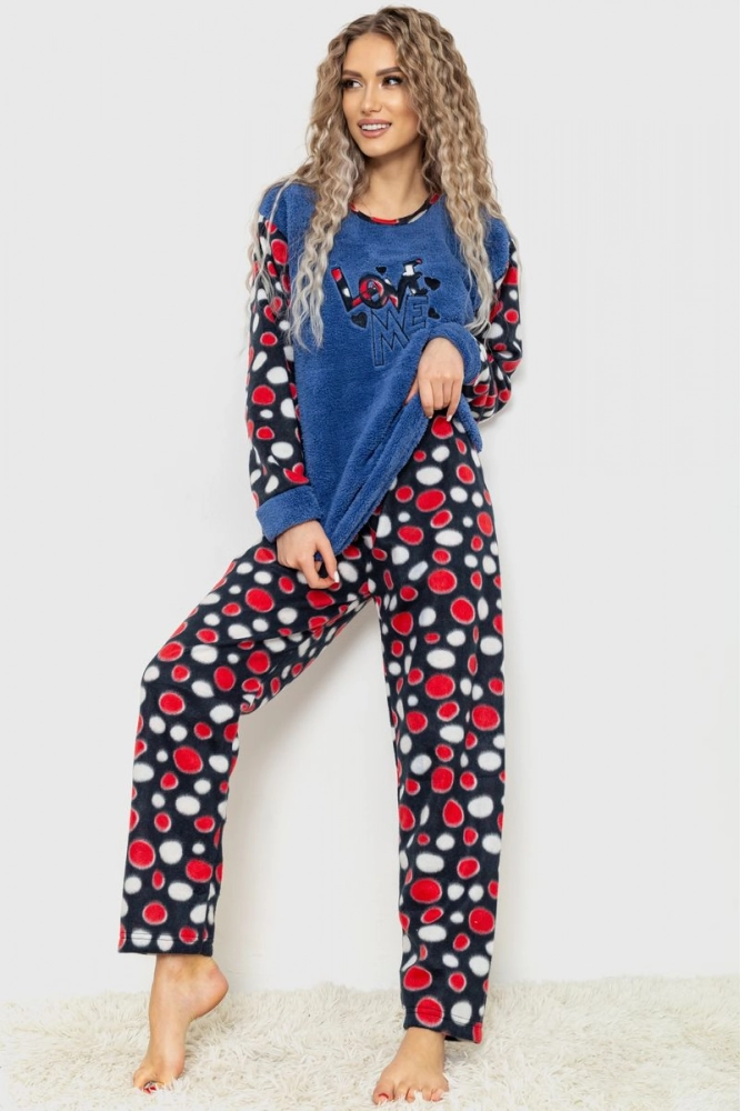 Купить Пижама женская велсофт, цвет сине-красный, 129R0955 - Фото №1