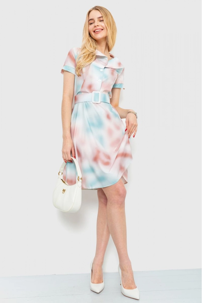 Купити Сукня з принтом, колір пудровий, 230R024-5 - Фото №1