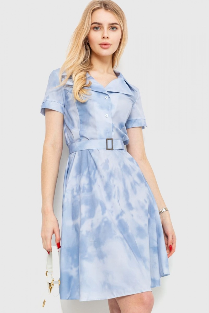 Купить Платье с принтом, цвет голубой, 230R024-5 оптом - Фото №1