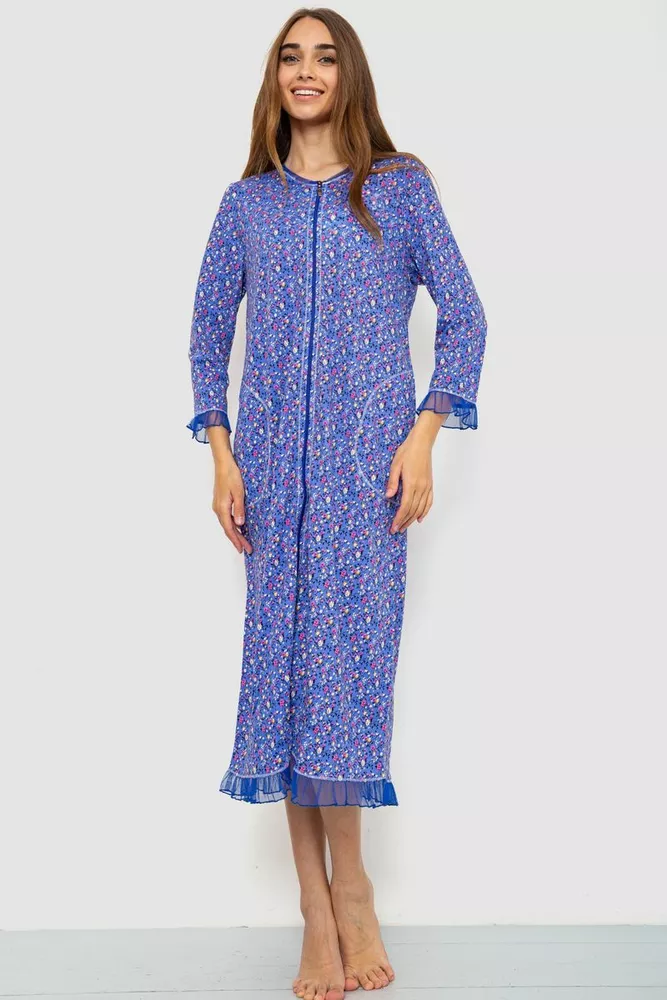 Купити Халат жіночий домашній на блискавці, колір блакитний, 219RX-7156 оптом - Фото №1