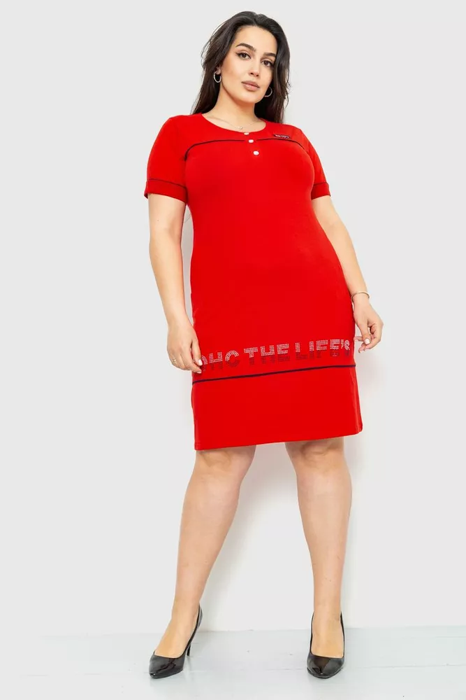 Купити Сукня повсякденна домашня, колір червоний, 231R6272 - Фото №1