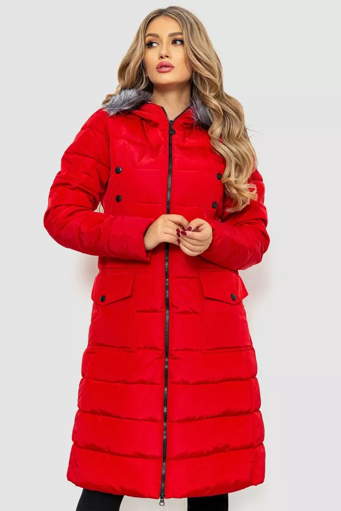 Купити Куртка жіноча подовжена, колір червоний, 235R8610 - Фото №1