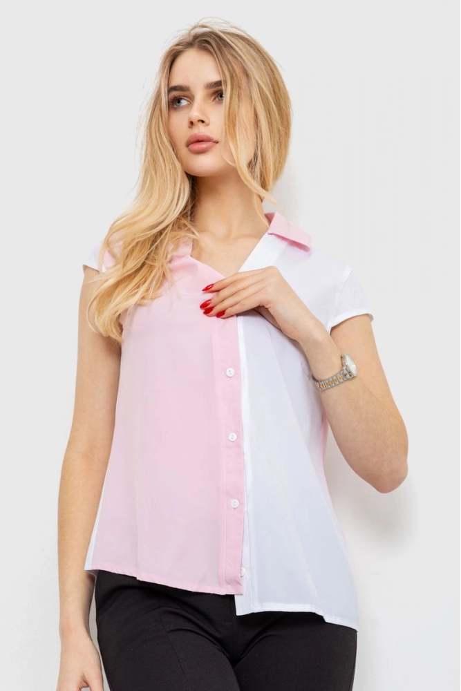 Купити Блуза двухцветная  -уцінка, колір світло-рожевий, 230R99-U-24 - Фото №1