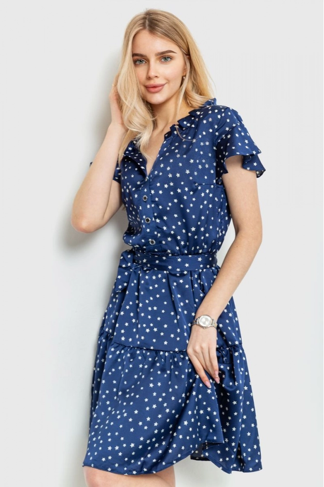 Купити Сукня з принтом  -уцінка, колір синій, 230R024-5-U-3 - Фото №1