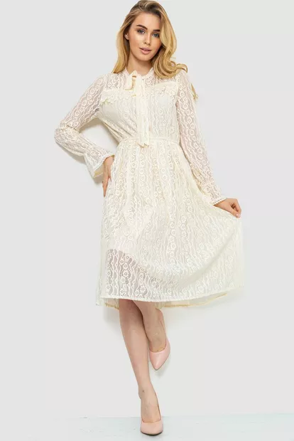Ошатне плаття, колір кремовий, 186R1960