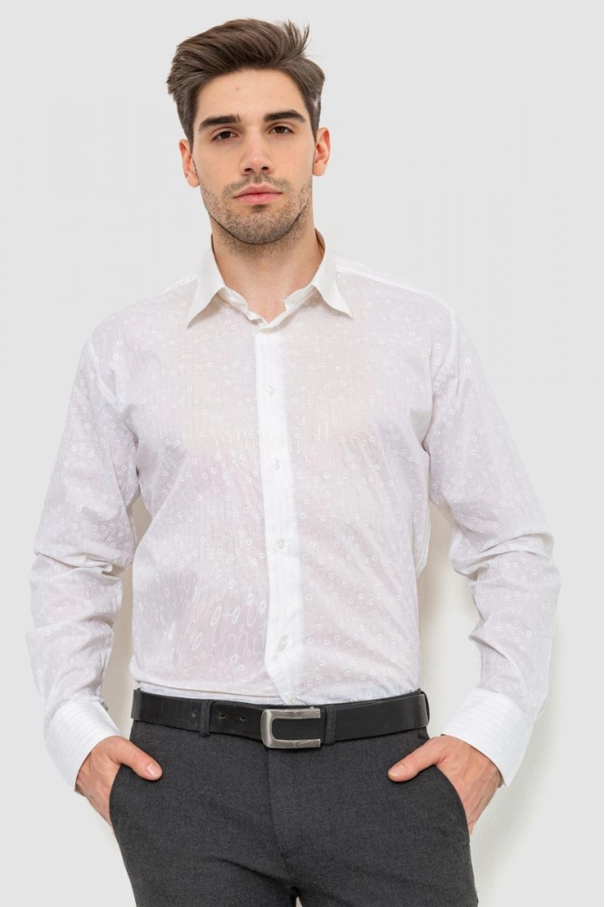 Купить Рубашка мужская в полоску  -уценка, цвет белый, 201R124-U - Фото №1