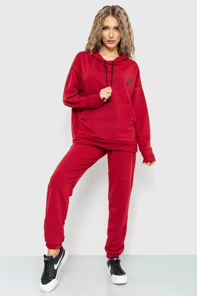 Купить Спорт костюм женский демисезонный, цвет бордовый, 177R030 оптом - Фото №1