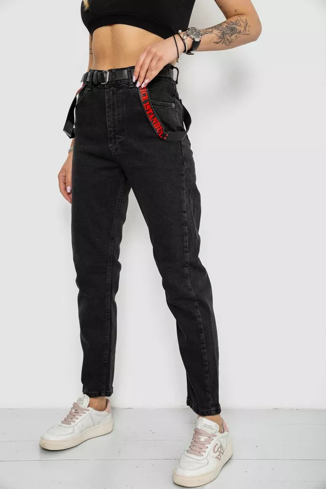 Купити Джинси жіночі Mom-fit, колір чорний, 182R9135 - Фото №3