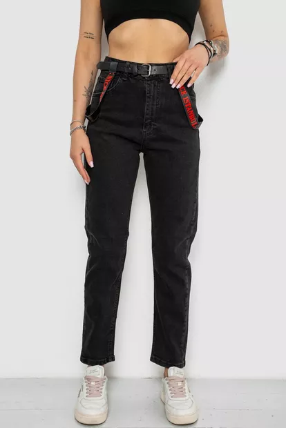 Джинси жіночі Mom-fit, колір чорний, 182R9135