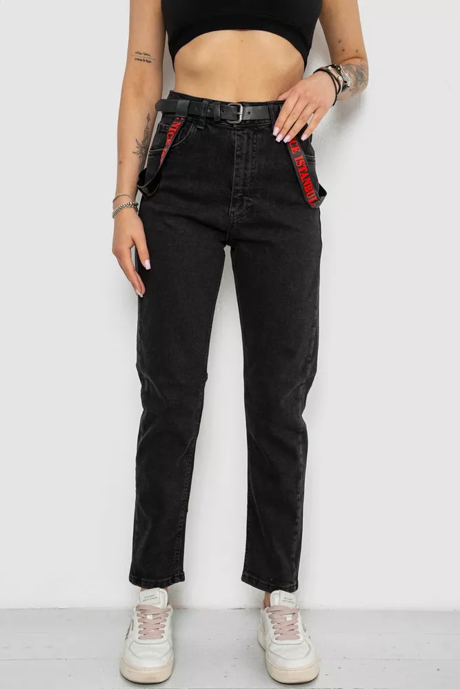 Купити Джинси жіночі Mom-fit, колір чорний, 182R9135 - Фото №1