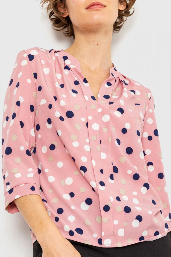Купить Блуза  в горох, цвет пудровый, 230R152-4 - Фото №1