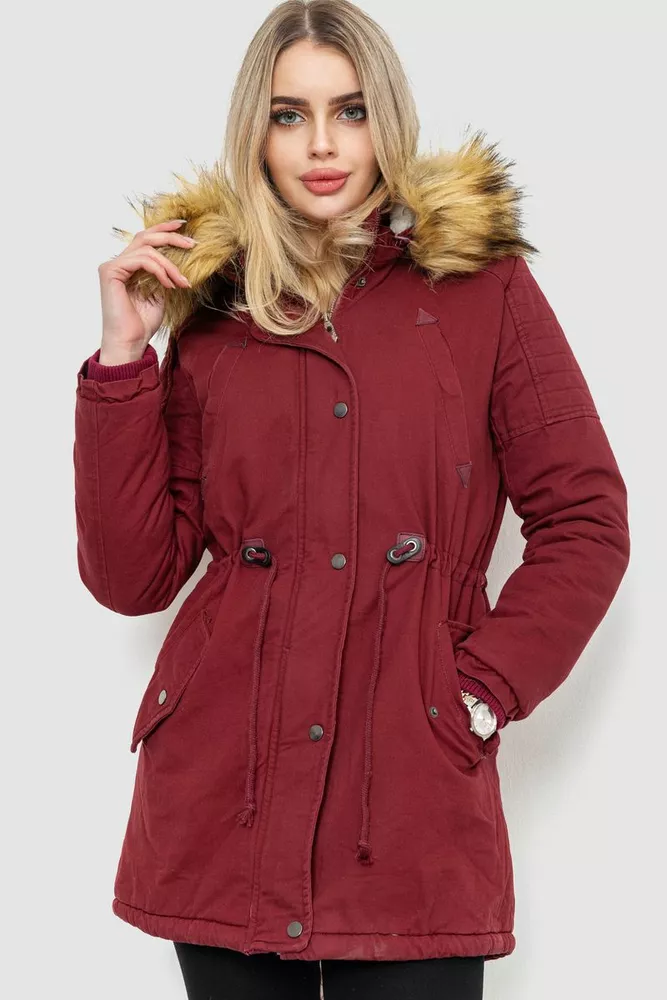 Купити Парка жіноча зимова, колір бордовий, 244R6908 оптом - Фото №1