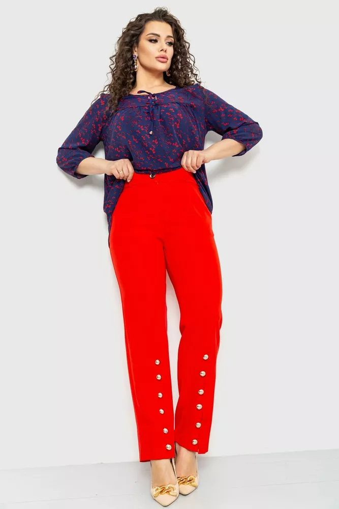 Купить Женские классические брюки, прямого кроя, цвет Красный, 102R287 оптом - Фото №1