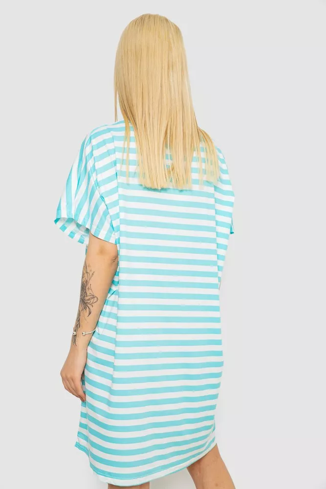 Купити Нічна сорочка в смужку, колір бірюзово-білий, 238R15022 - Фото №4