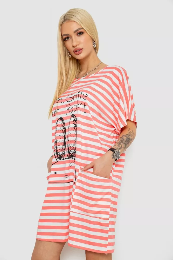 Купити Нічна сорочка в смужку, колір рожево-білий, 238R15022 - Фото №3