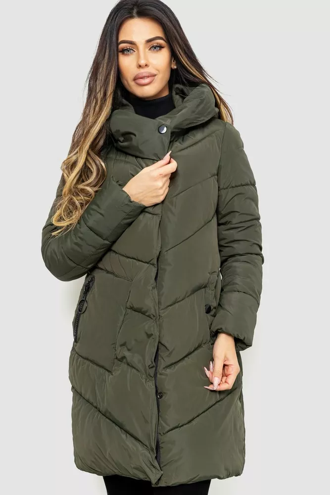 Купить Куртка женская прямого кроя, цвет хаки, 235R1816 - Фото №1