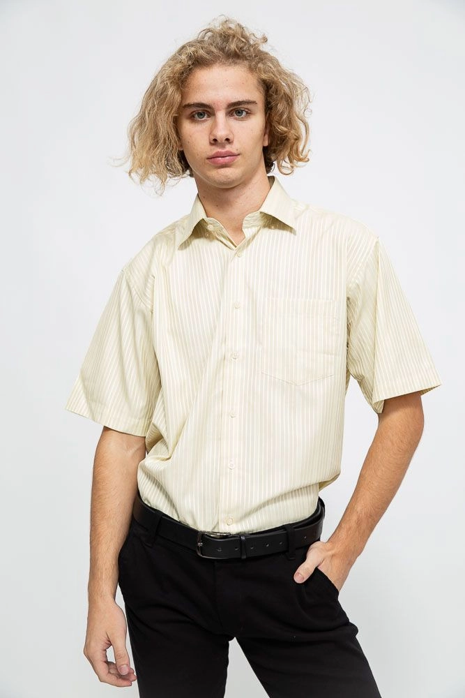 Купить Рубашка мужская с короткими рукавами цвет Оливковый 113R311 - Фото №1
