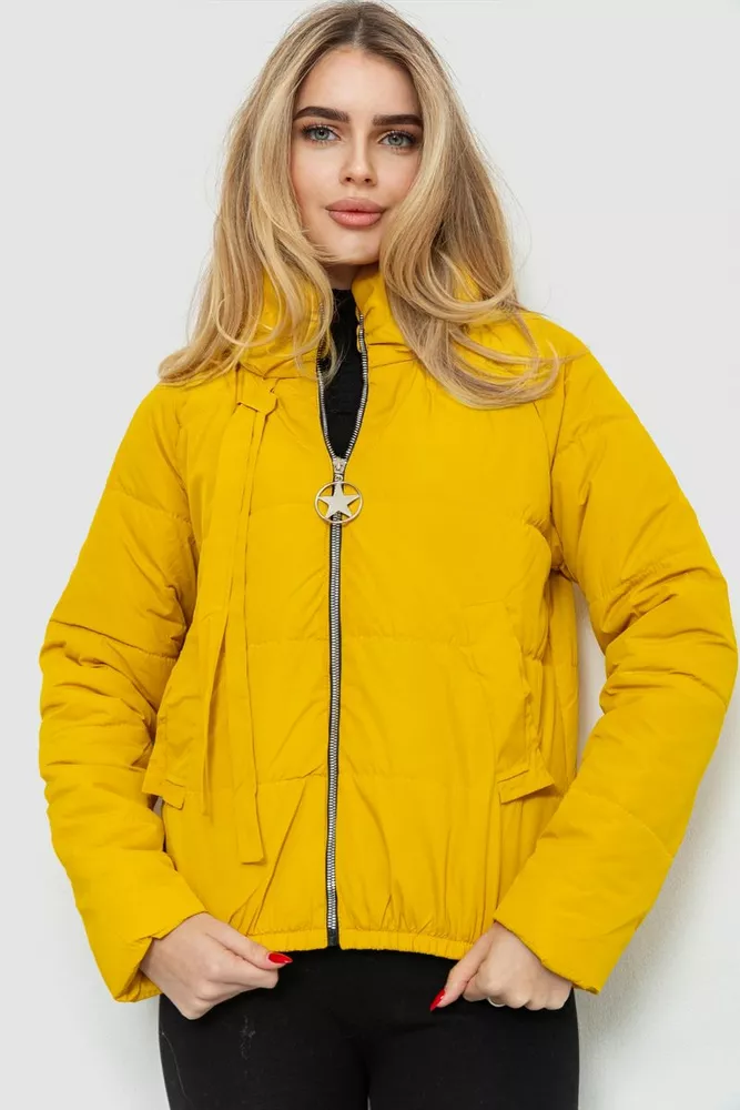 Купити Куртка жіноча демісезонна, колір гірчичний, 131R262 оптом - Фото №1