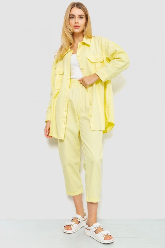 Купить Костюм женский однотонный, цвет лимонный, 117R9004 оптом - Фото №1