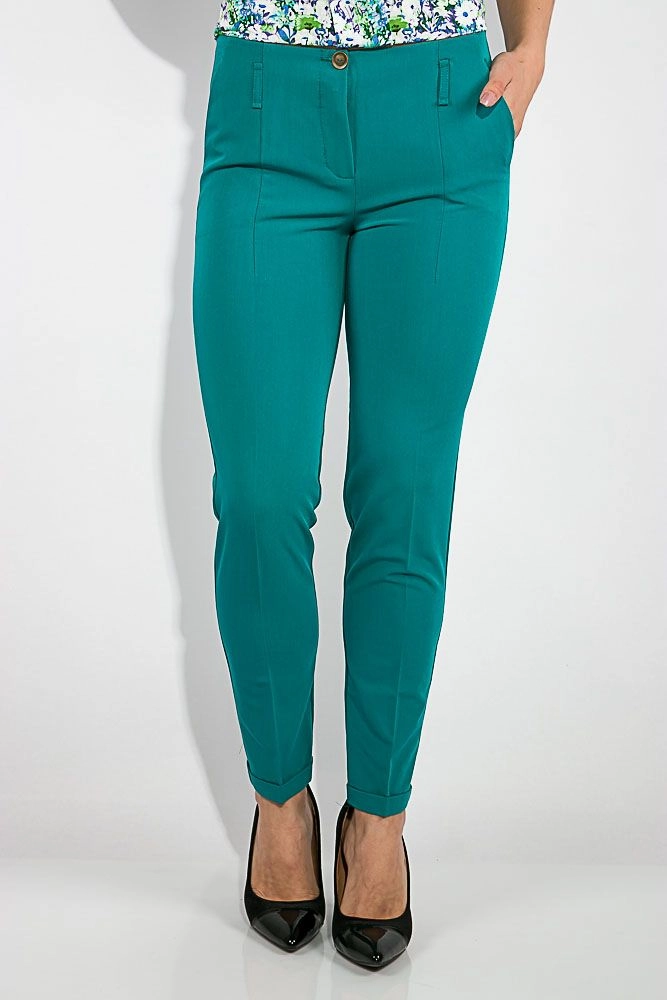 Купить Классические женские брюки  изумрудного цвета 115R48-26 - Фото №1