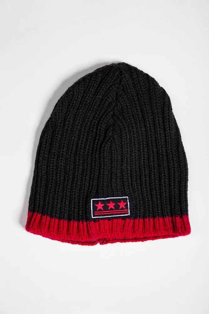 Купити Чоловіча шапка, чорно-червоного кольору, 167R7785 оптом - Фото №1