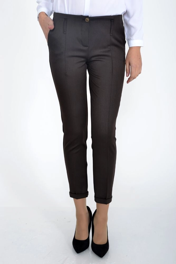 Купить Офисные женские брюки  коричневого цвета  115R48-26 оптом - Фото №1