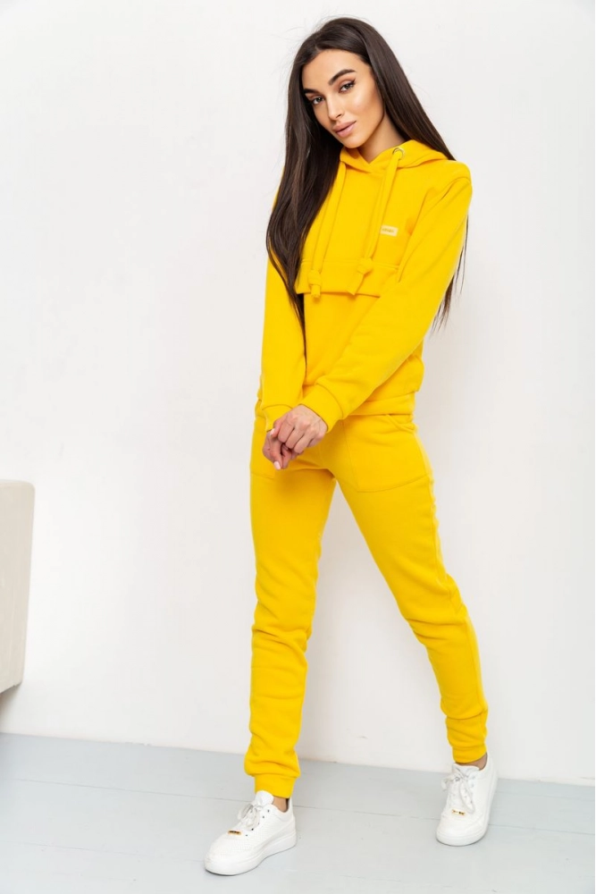Купити Спорт костюм жіночий на флісі  -уцінка, колір жовтий, 112R534-U-1 - Фото №1