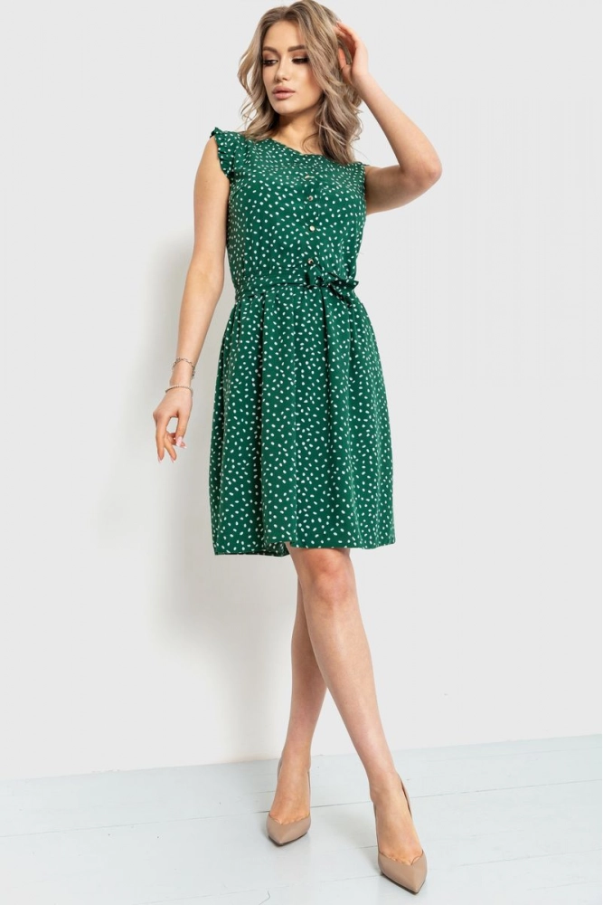 Купить Платье в горох, цвет зеленый, 230R007-5 - Фото №1