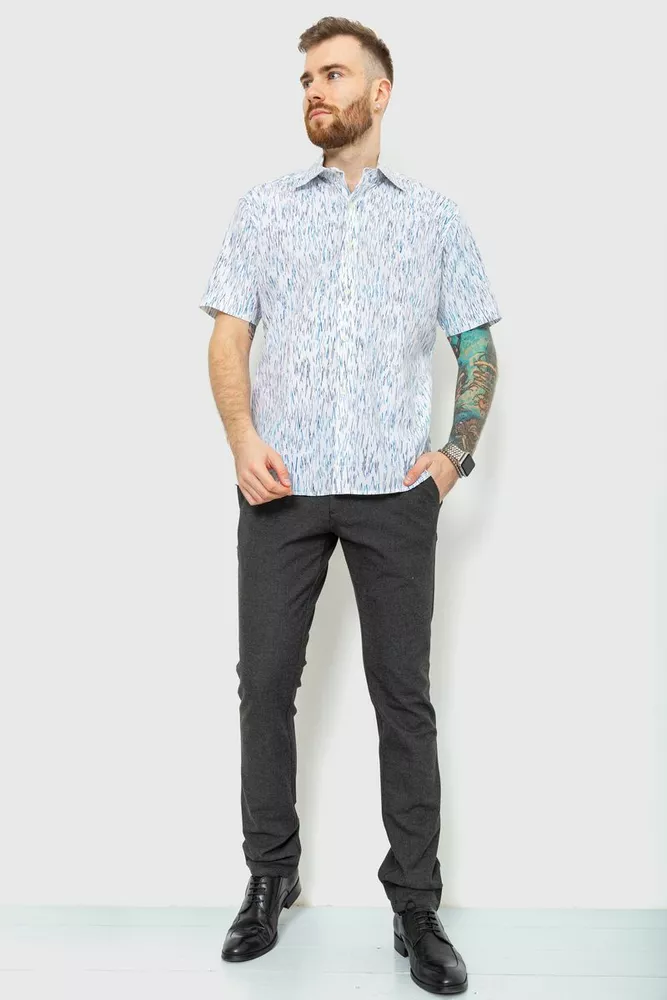 Купить Рубашка мужская с принтом, цвет бело-синий, 167R971 - Фото №1