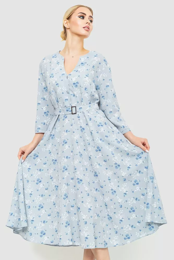Купити Сукня софт, колір сіро-блакитний, 230R032-2 - Фото №1