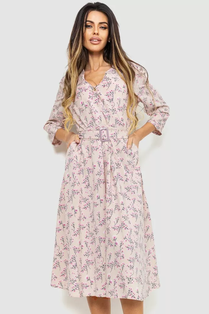 Купити Сукня софт, колір бежево-рожевий, 230R032-2 - Фото №1