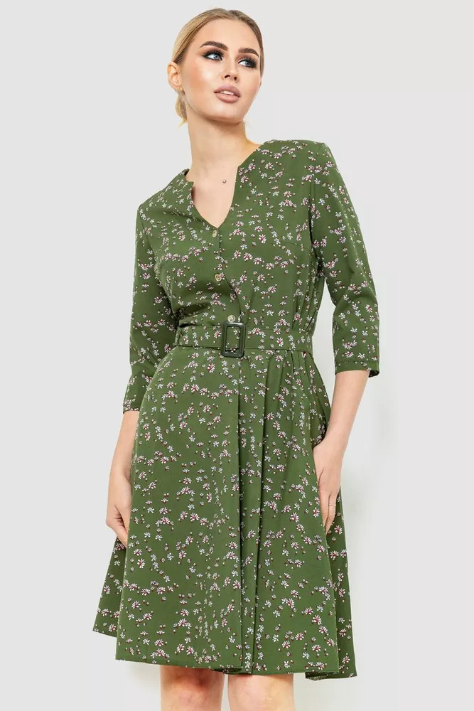 Купити Сукня софт, колір темно-зелений, 230R032-2 оптом - Фото №1