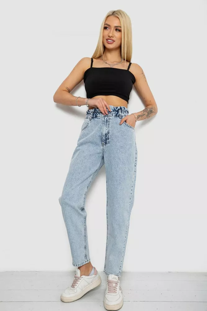 Купити Джинси жіночі Mom-fit, колір блакитний, 244R1601S20 оптом - Фото №2