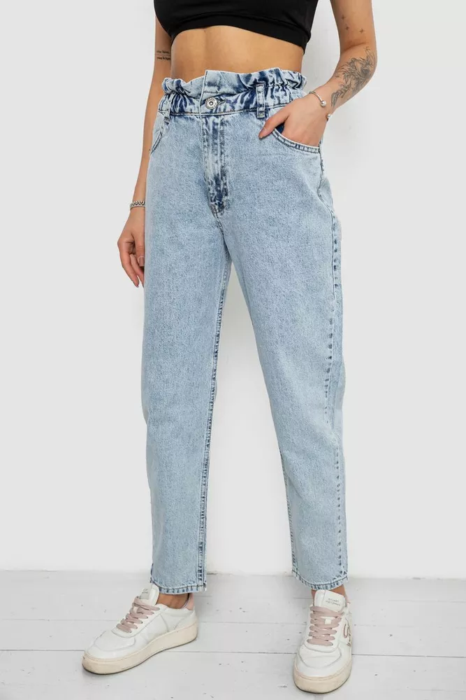 Купити Джинси жіночі Mom-fit, колір блакитний, 244R1601S20 оптом - Фото №3