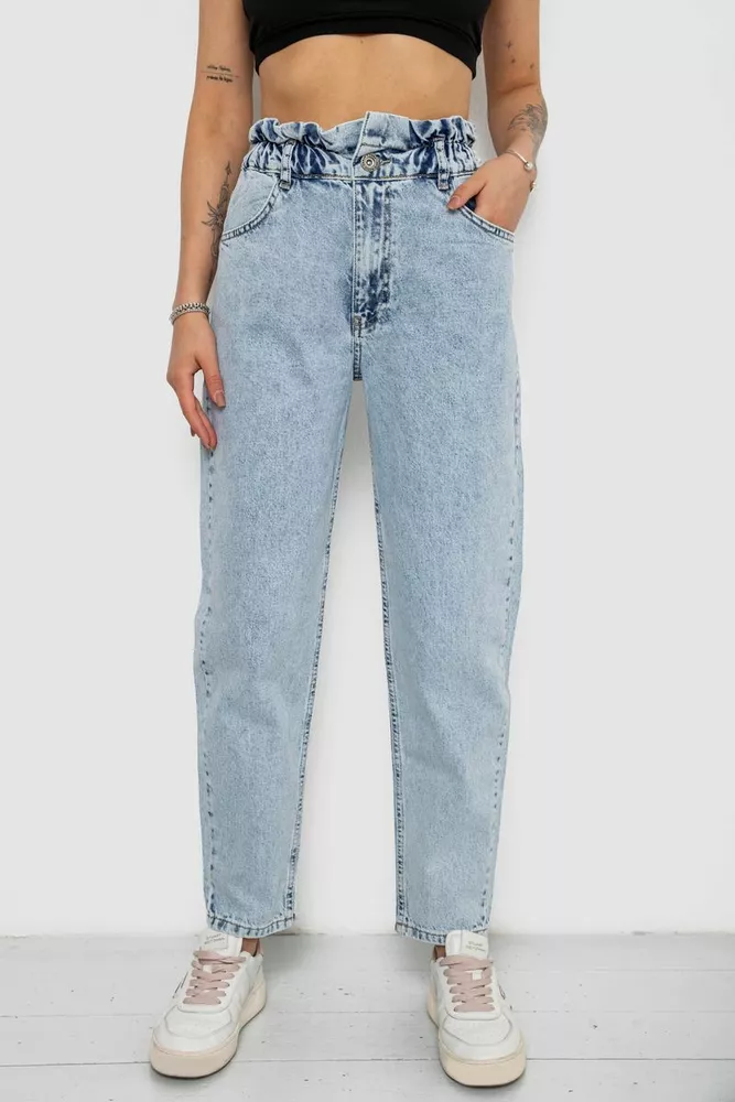 Купити Джинси жіночі Mom-fit, колір блакитний, 244R1601S20 оптом - Фото №1