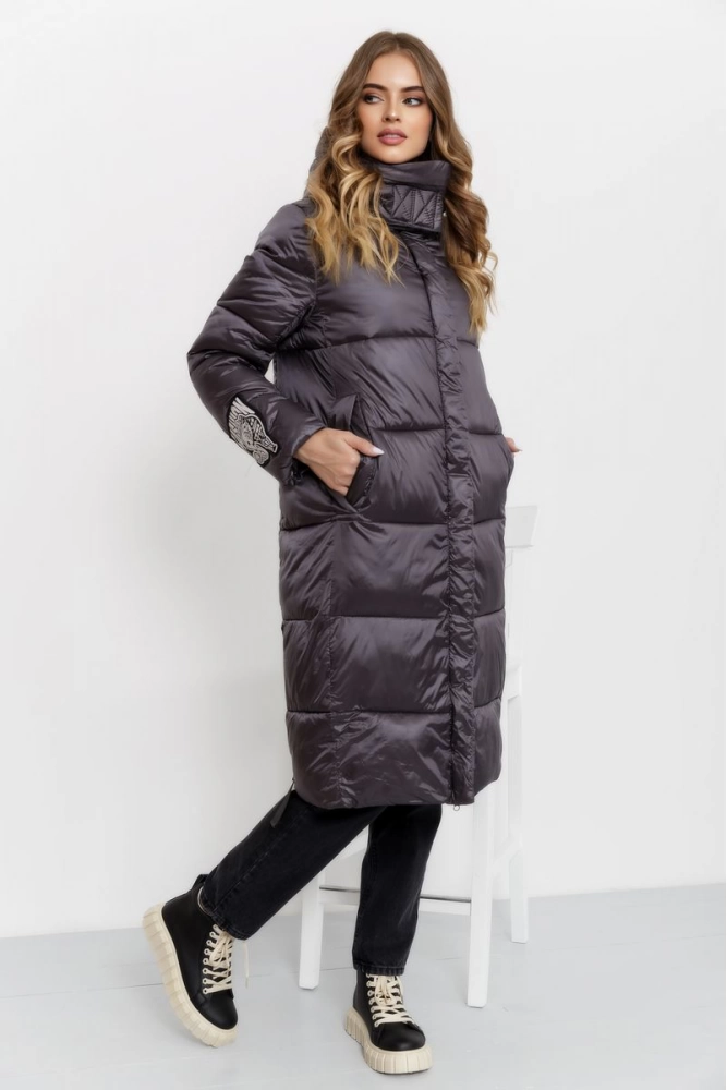 Купить Куртка женская удлиненная, цвет графит, 207R1955 оптом - Фото №1