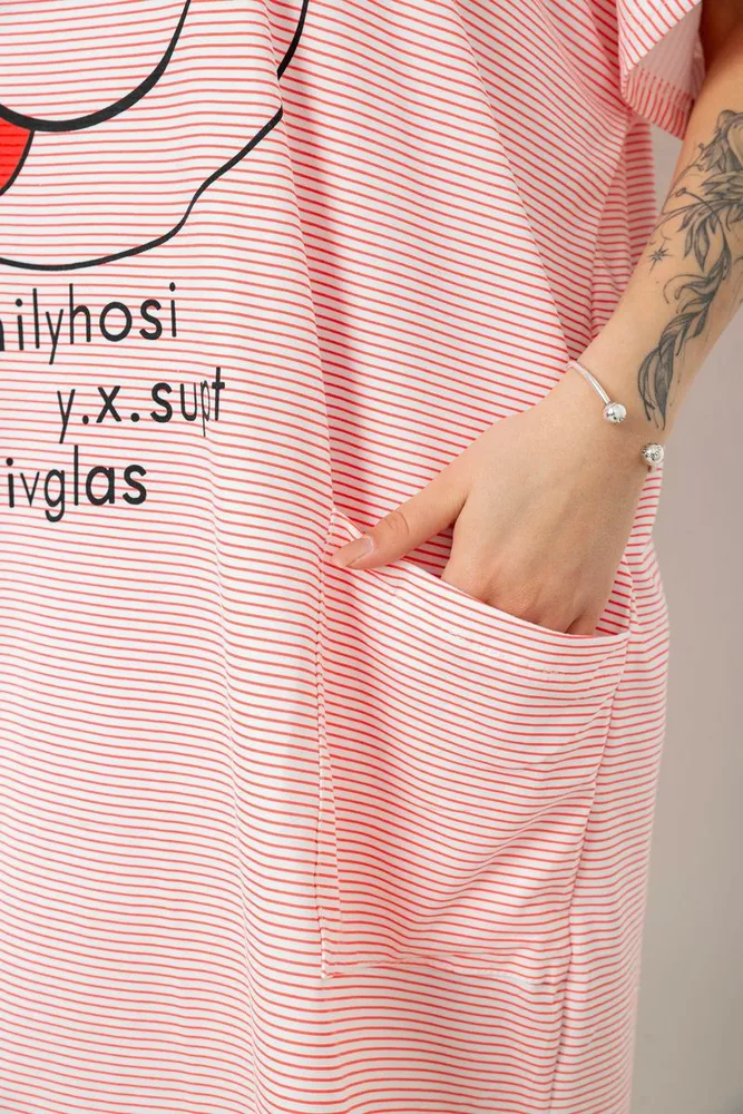 Купити Нічна сорочка в смужку, колір рожево-білий, 238R15022-1 - Фото №5
