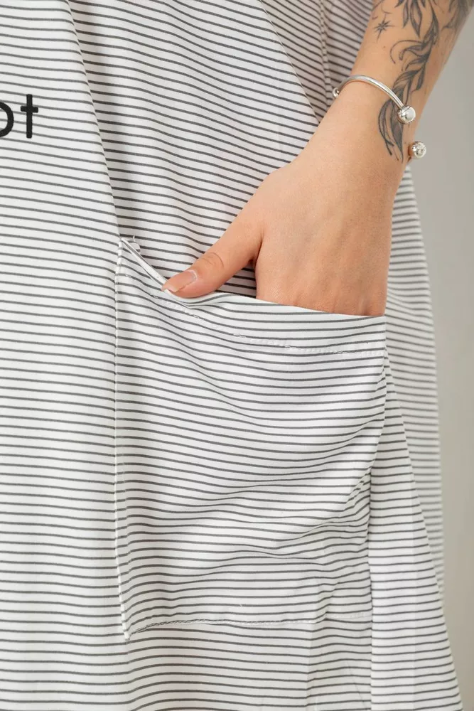 Купить Ночная рубашка в полоску, цвет серо-белый, 238R15022-1 - Фото №6