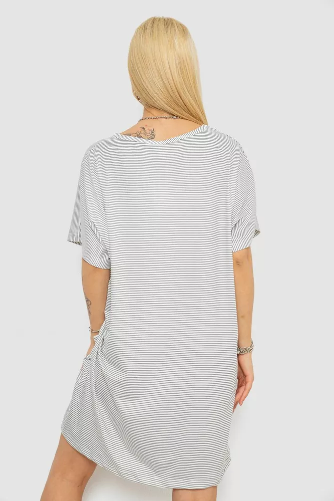Купить Ночная рубашка в полоску, цвет серо-белый, 238R15022-1 - Фото №4