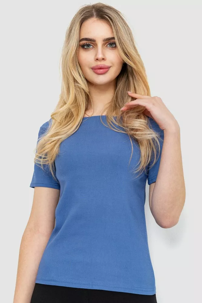 Купити Футболка-блуза жіноча стрейч, колір джинс, 186R016 оптом - Фото №1