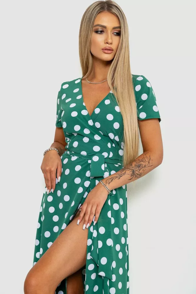 Купити Сарафан у горох  -уцінка, колір оливковий, 241R154-U-4 - Фото №2