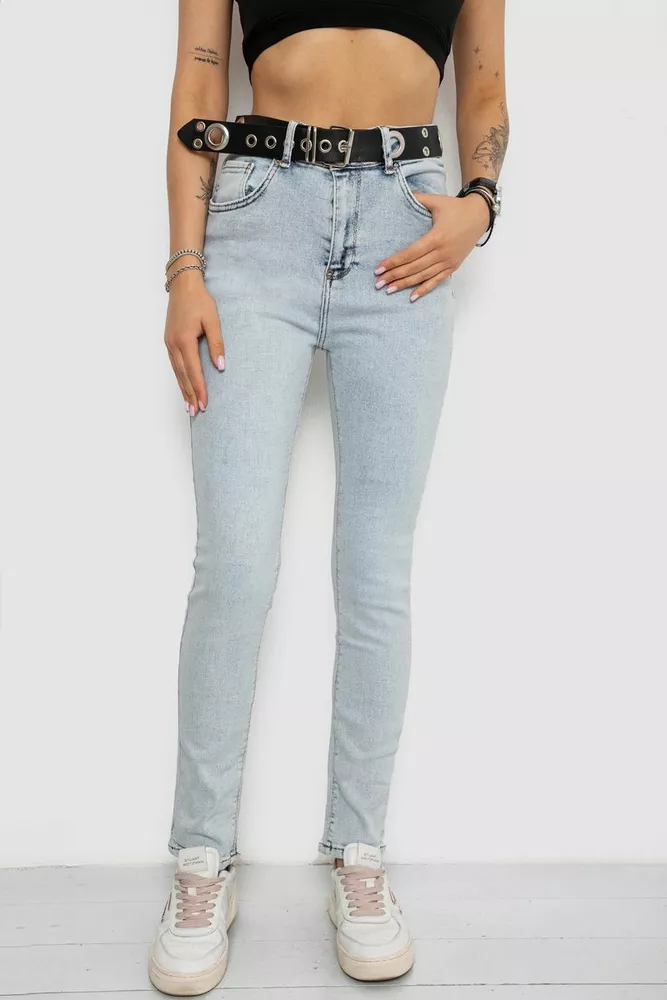 Купити Джинси жіночі Skinny Американки, колір блакитний, 182R00659 - Фото №1