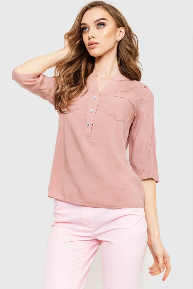 Купити Блуза однотонна, колір пудровий, 230R96 - Фото №1