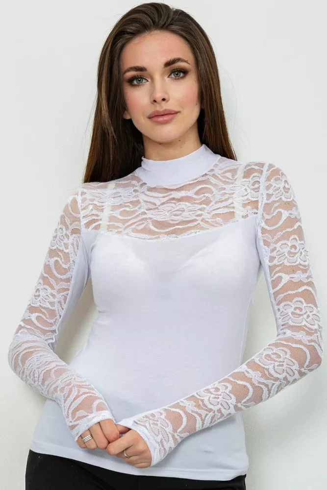 Купити Гольф жіночий ошатний, колір білий, 186R524 - Фото №1