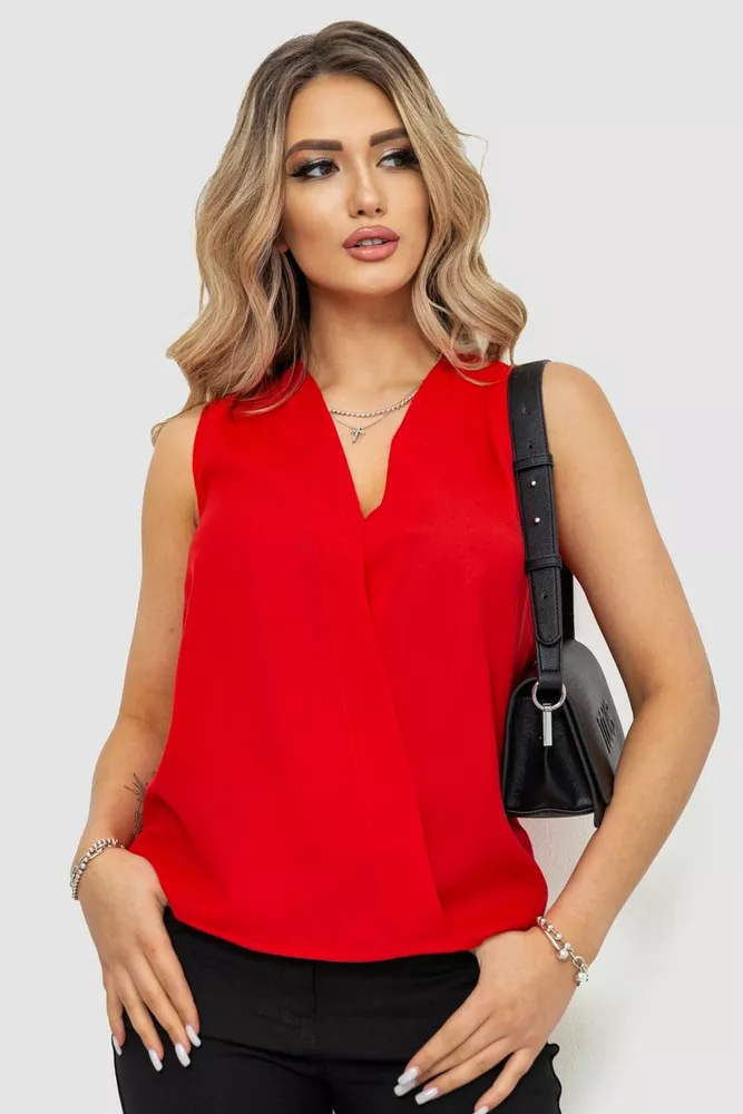 Купить Блуза без рукавов шифон, цвет красный, 244R061 оптом - Фото №1