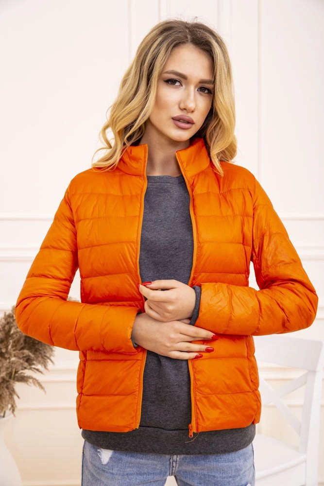 Купить Куртка женская тонкая пуховая  - уценка, цвет оранжевый, 129R7449-U - Фото №1